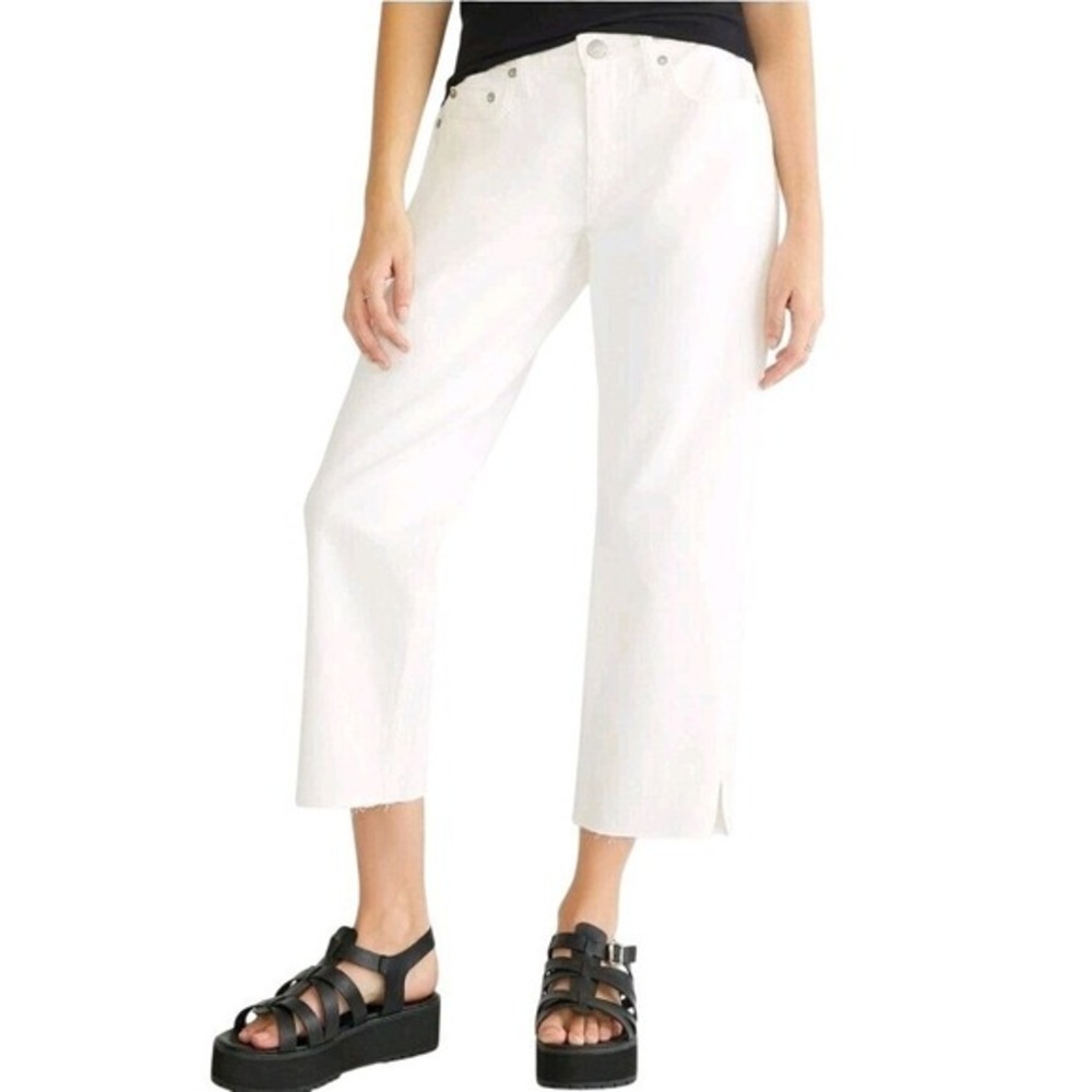Aeropostale White Crop Jeans Low Rise Baggy 2 Regular Y2K 90s Skater Aesthetic